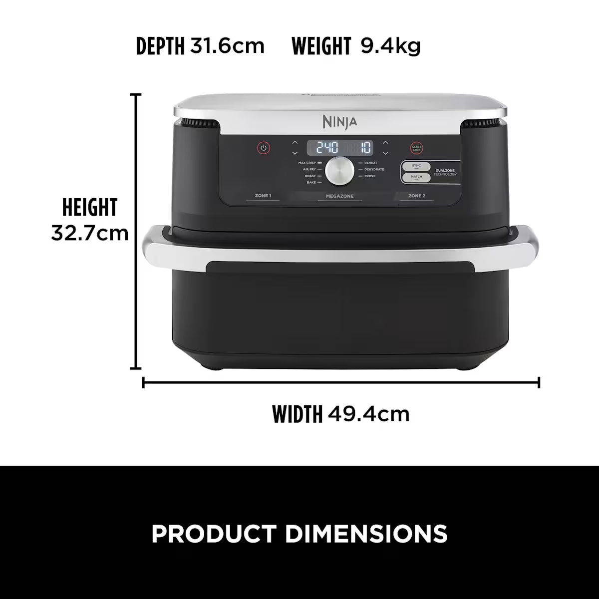 Ninja Foodi FlexDrawer Dual Air Fryer 10.4L AF500UK