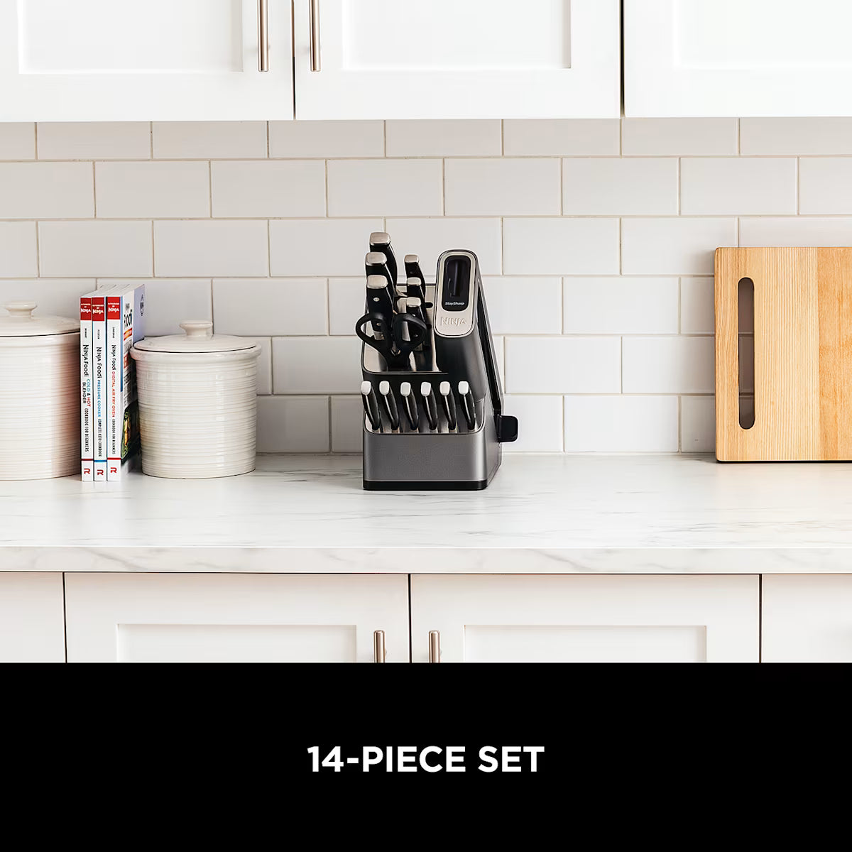 Refurbished Ninja Foodi StaySharp Knife Block with Integrated Sharpener ¨C Deluxe 14-Piece Set K32014EUUKREF