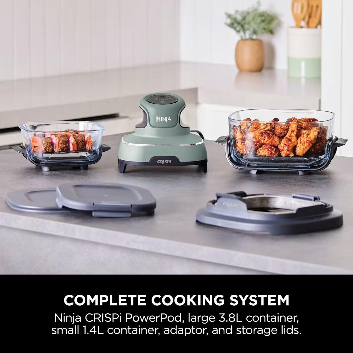 Ninja CRISPi 4-in-1 Portable Glass Air Fryer - Sage FN101UKSG