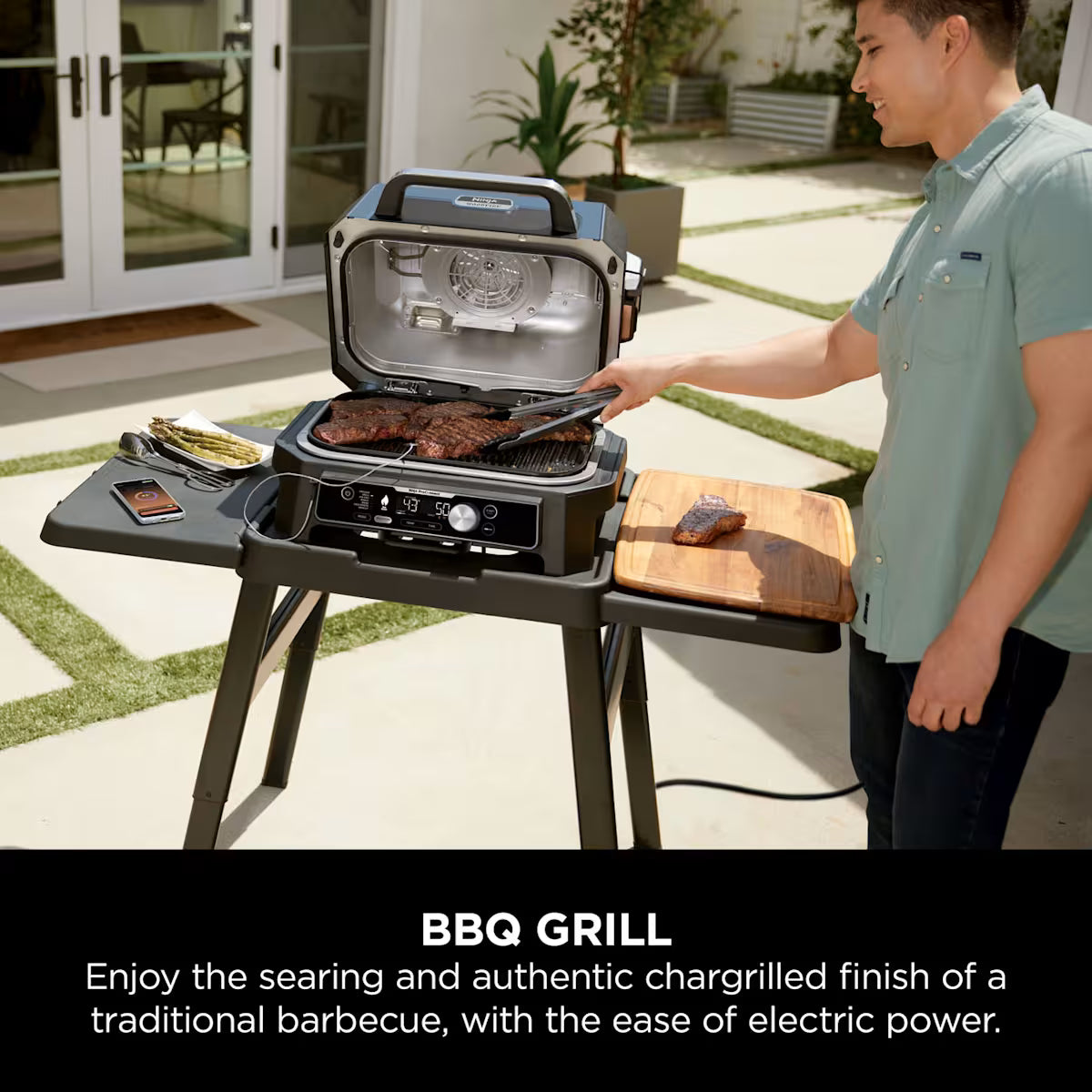 Ninja Woodfire Pro Connect XL Electric BBQ Grill & Smoker with Stand & Cover