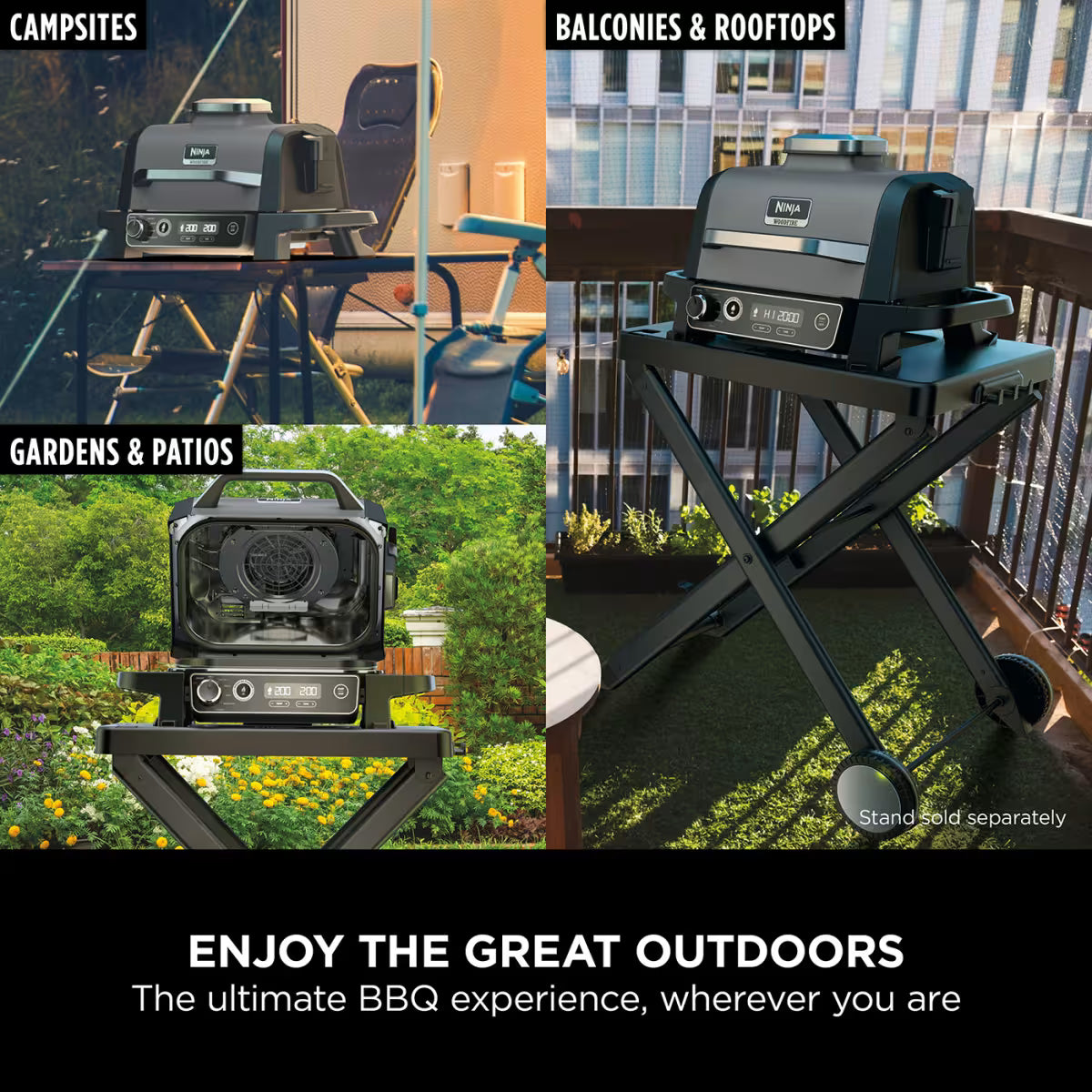 Ninja Woodfire Electric BBQ Grill & Smoker with Stand & Accessories
