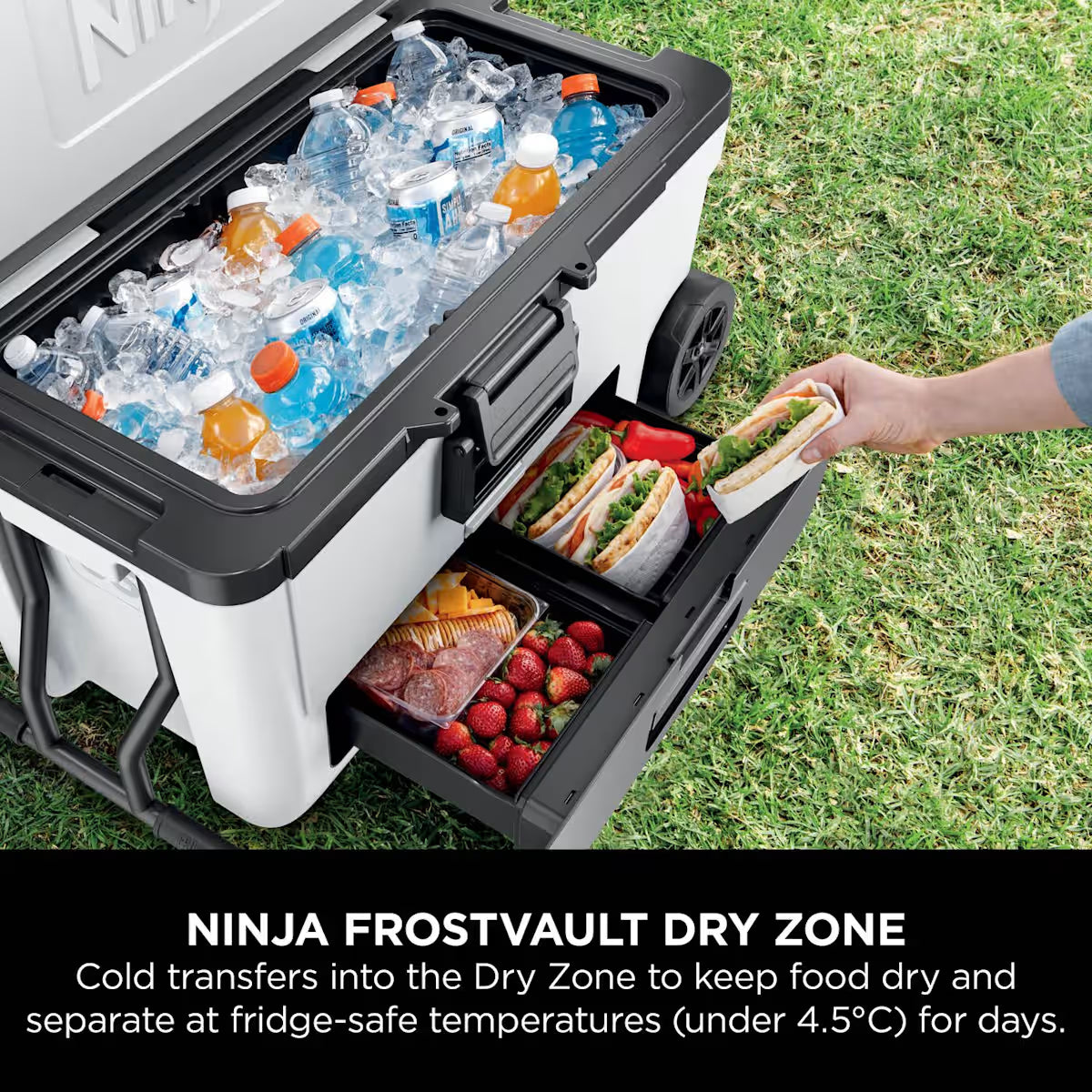 Ninja FrostVault 65QT/61L Wheeled Cooler with Dry Zone, Cloud White FB265EUUKWH