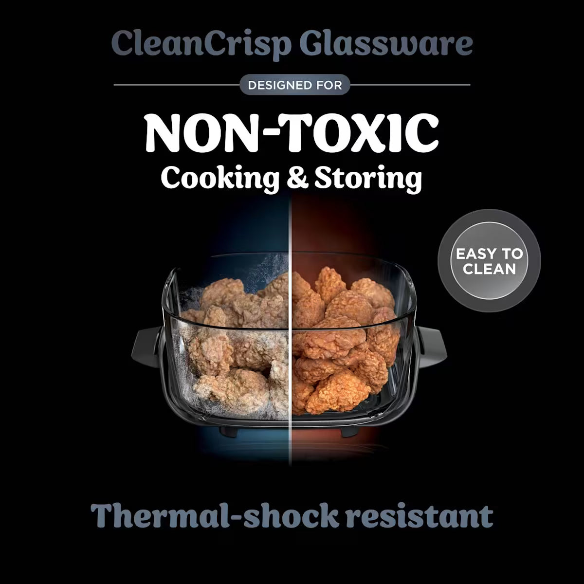 Ninja CRISPi 4-in-1 Portable Glass Air Fryer - Cyber Space & extra TempWare Glass Container Bundle