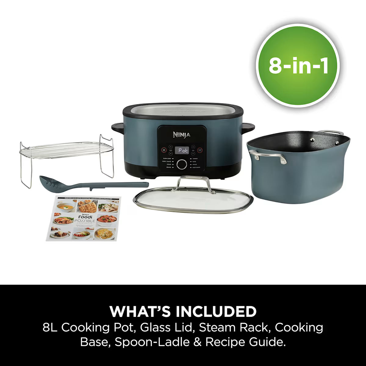 Ninja Foodi 8-in-1 PossibleCooker Slow Cooker & Multi-Cooker Sea Salt Grey [MC1001UK]