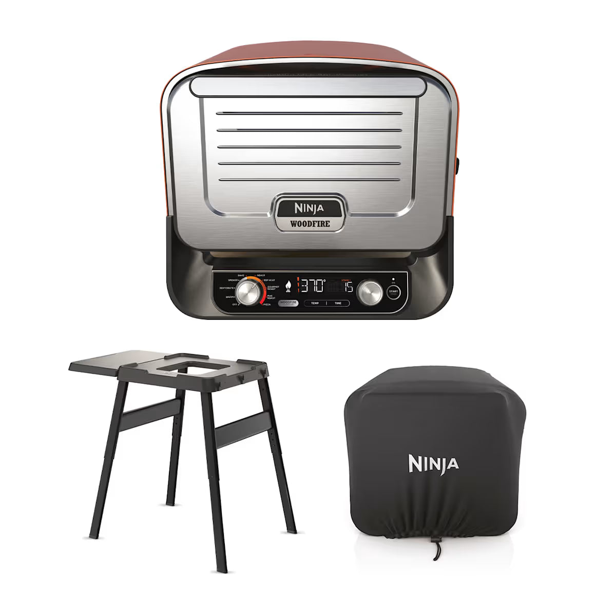 Ninja Woodfire Outdoor Oven, Artisan Pizza Maker and BBQ Smoker with Stand & Cover