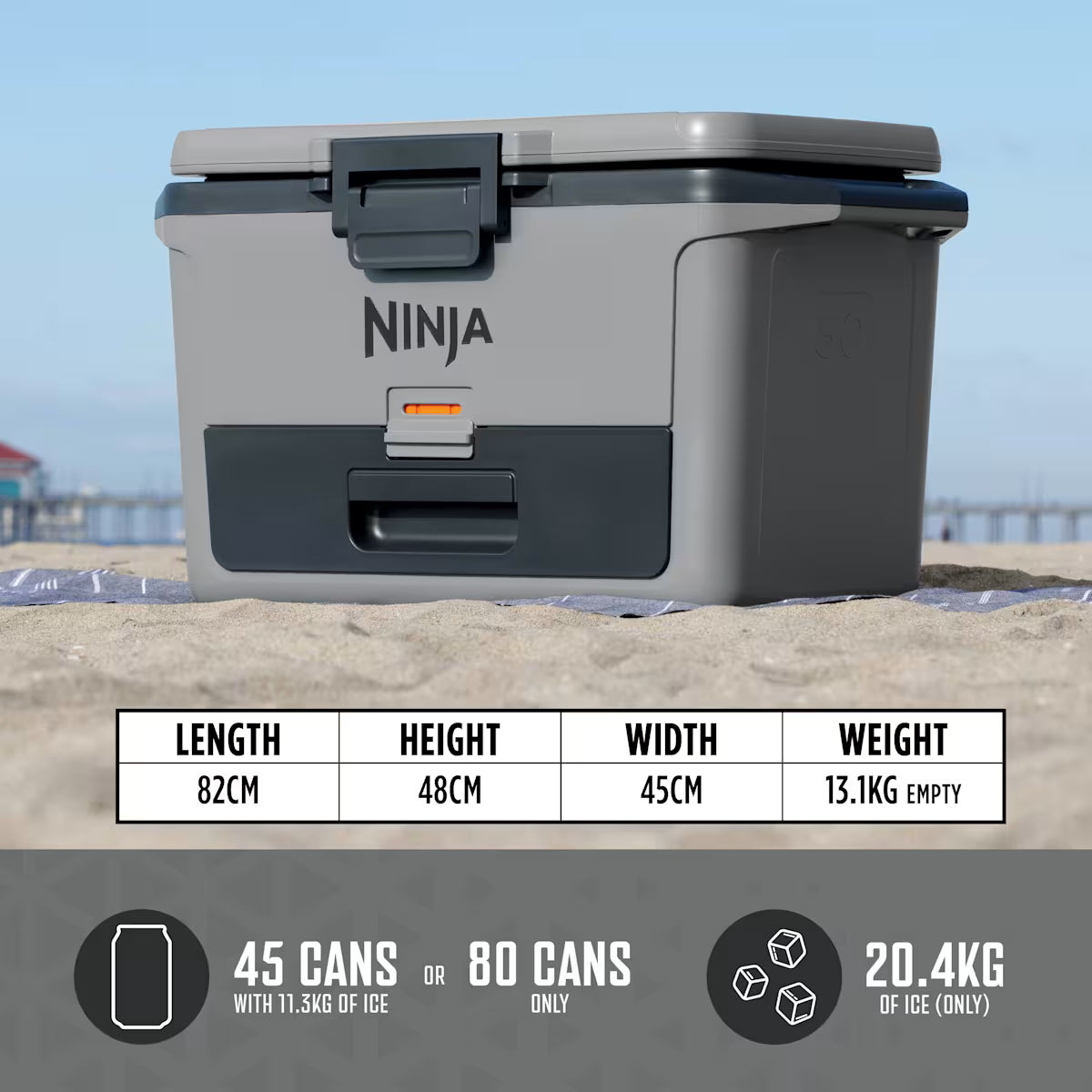 Ninja FrostVault 50QT/47L Cooler, Ice Pack & Thirsti Bottle Bundle
