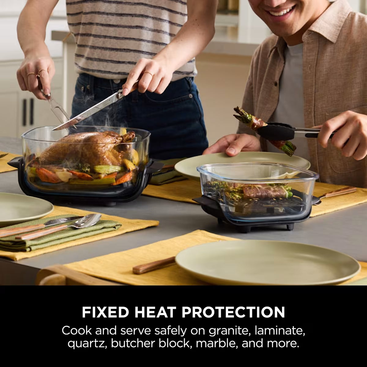 Ninja CRISPi 4-in-1 Portable Glass Air Fryer - Stone & extra TempWare Glass Container Bundle