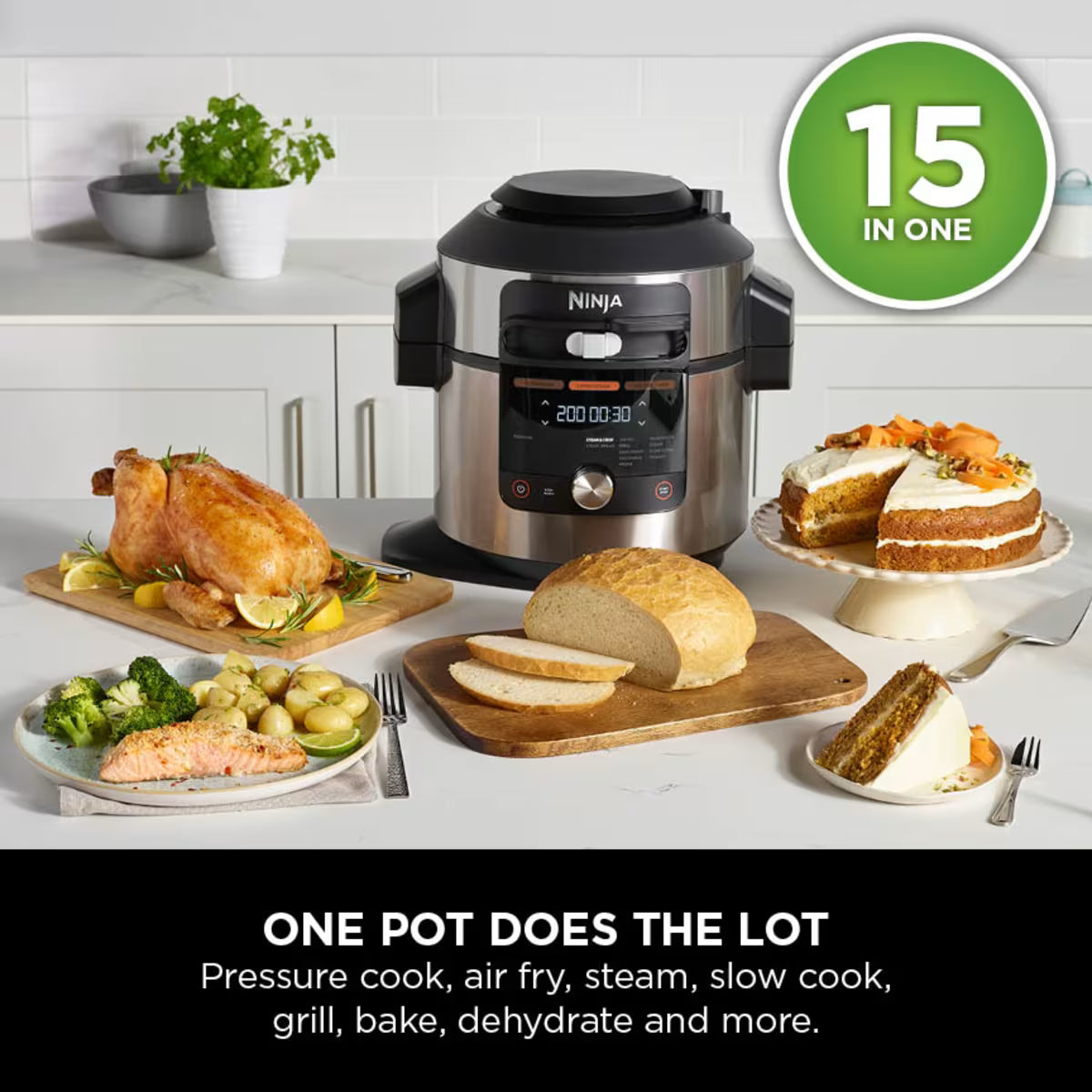 Ninja Foodi MAX 15-in-1 SmartLid Multi-Cooker with Smart Cook System 7.5L OL750UK