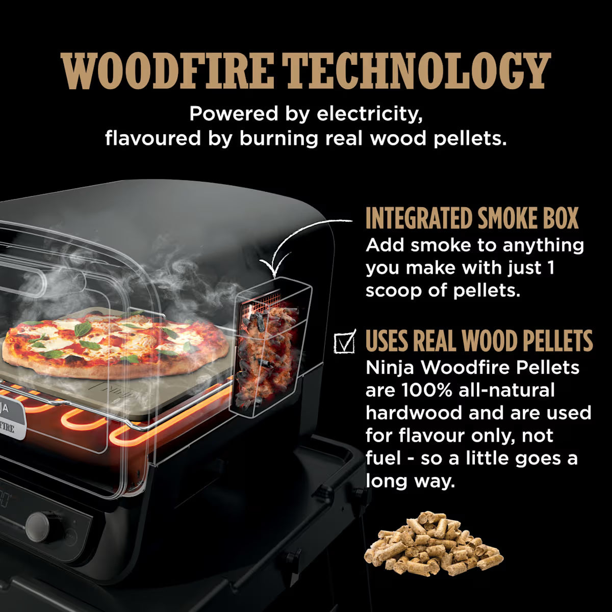 Ninja Woodfire Electric Outdoor Oven, Artisan Pizza Maker and BBQ Smoker OO101UK