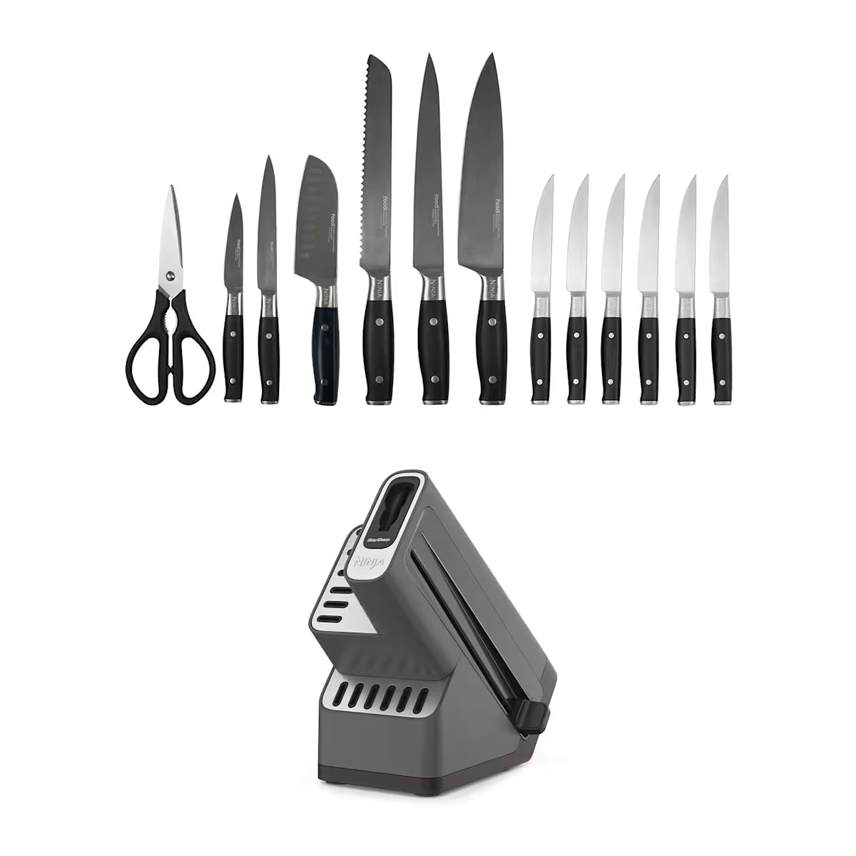 Refurbished Ninja Foodi StaySharp Knife Block with Integrated Sharpener ¨C Deluxe 14-Piece Set K32014EUUKREF