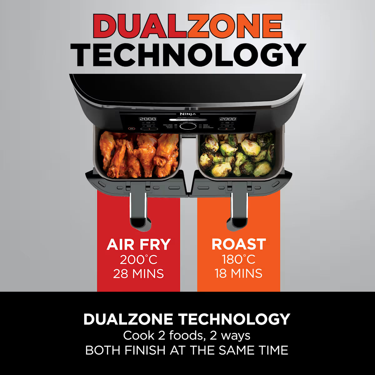 Ninja Foodi 4-in-1 Dual Zone Air Fryer 7.6L AF200UK