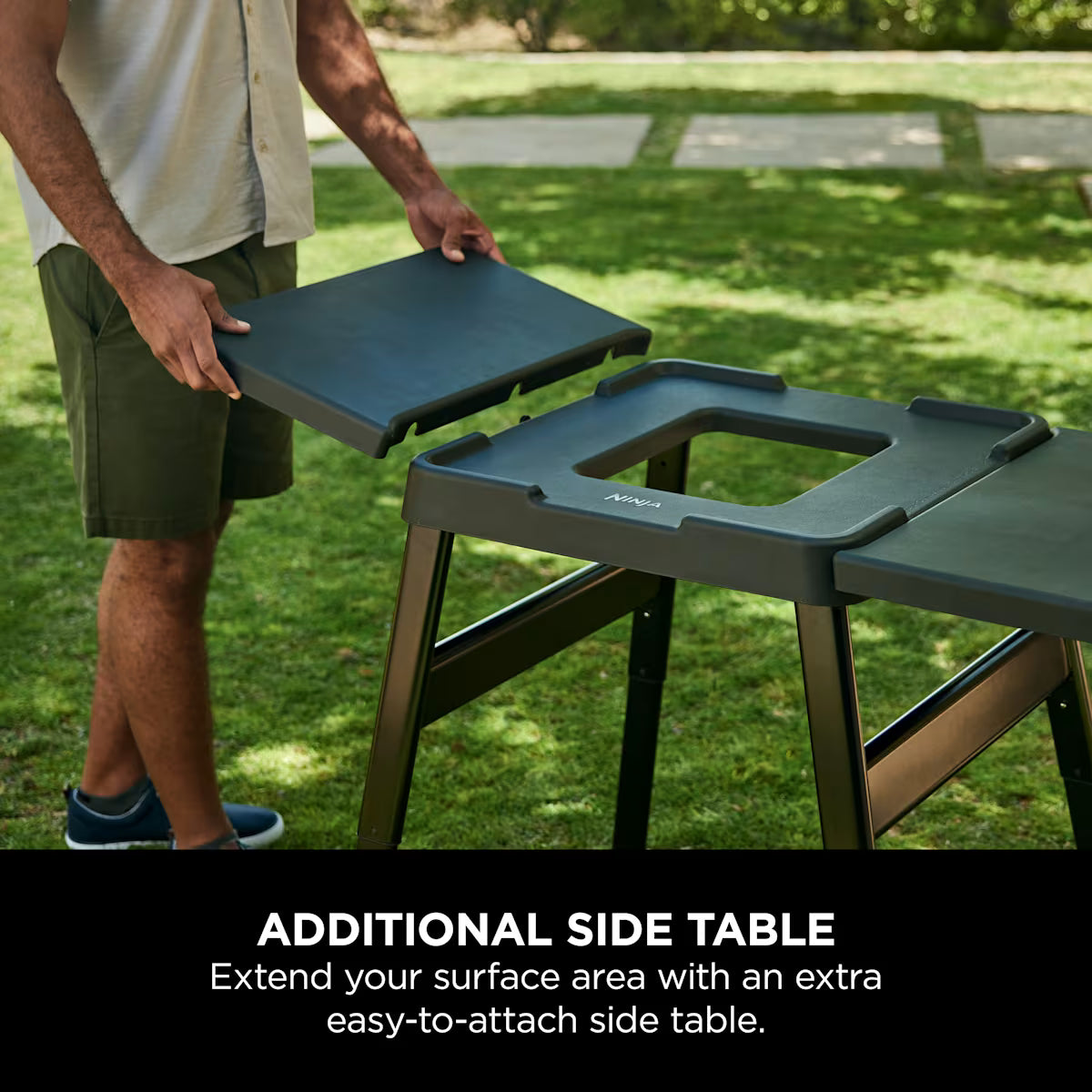 Ninja Woodfire Adjustable Stand with Additional Side Table