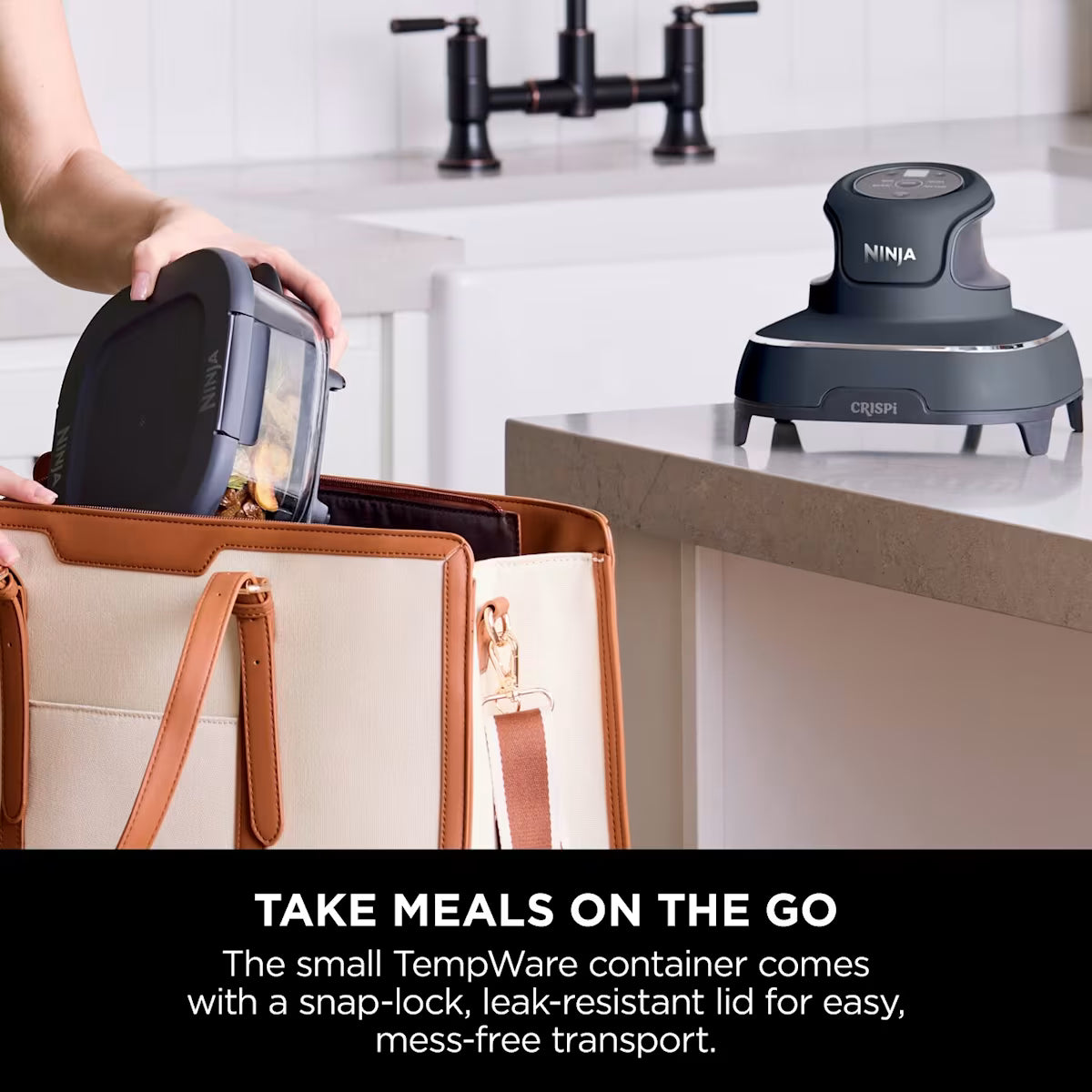 Ninja CRISPi 4-in-1 Portable Glass Air Fryer - Cyber Space & extra TempWare Glass Container Bundle