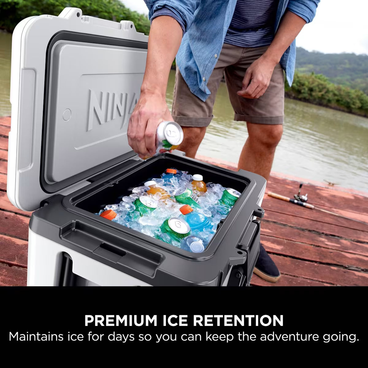Ninja FrostVault 45QT/42L Wheeled Cooler with Dry Zone, Cloud White FB245UKWH