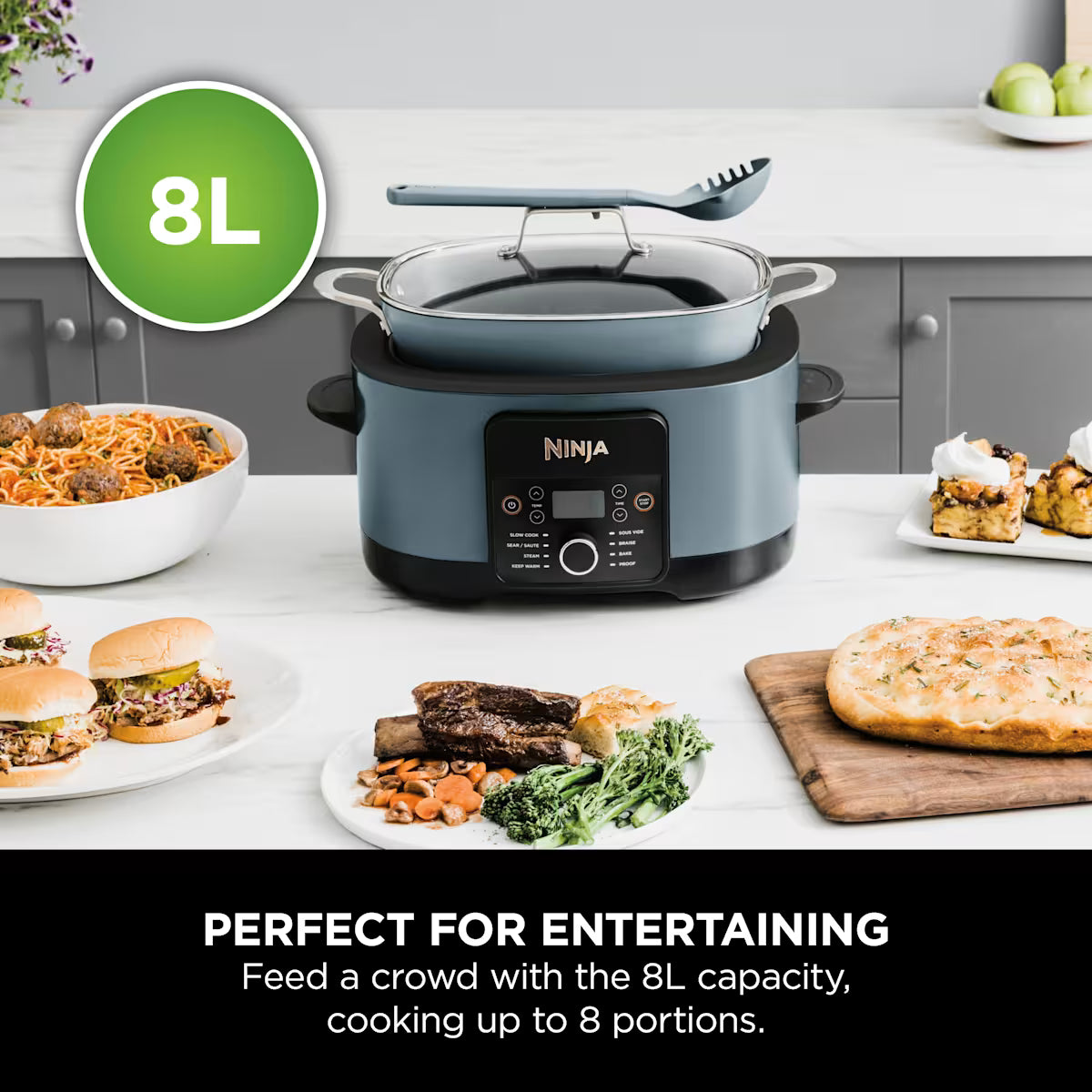 Ninja Foodi 8-in-1 PossibleCooker Slow Cooker & Multi-Cooker Sea Salt Grey [MC1001UK]