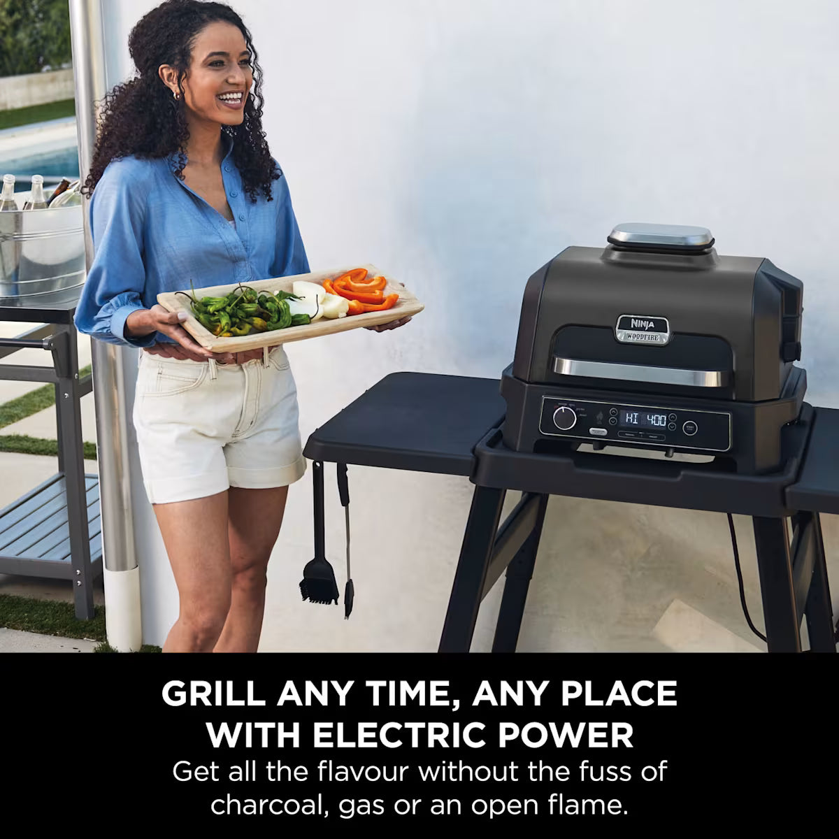 Ninja Woodfire Pro XL Electric BBQ Grill & Smoker with Stand & Cover