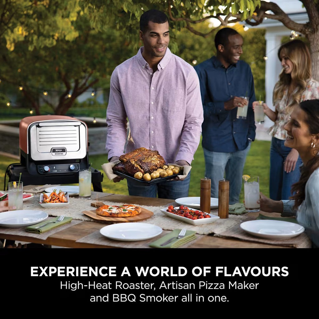 Ninja Woodfire Outdoor Oven, Artisan Pizza Maker and BBQ Smoker with Stand & Cover