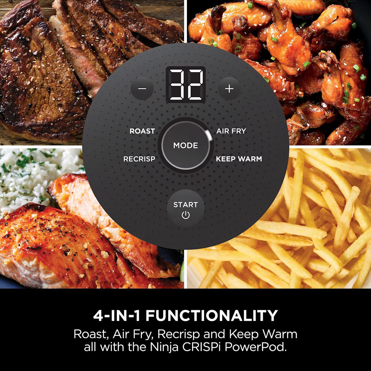 Ninja CRISPi 4-in-1 Portable Glass Air Fryer - Stone & extra TempWare Glass Container Bundle