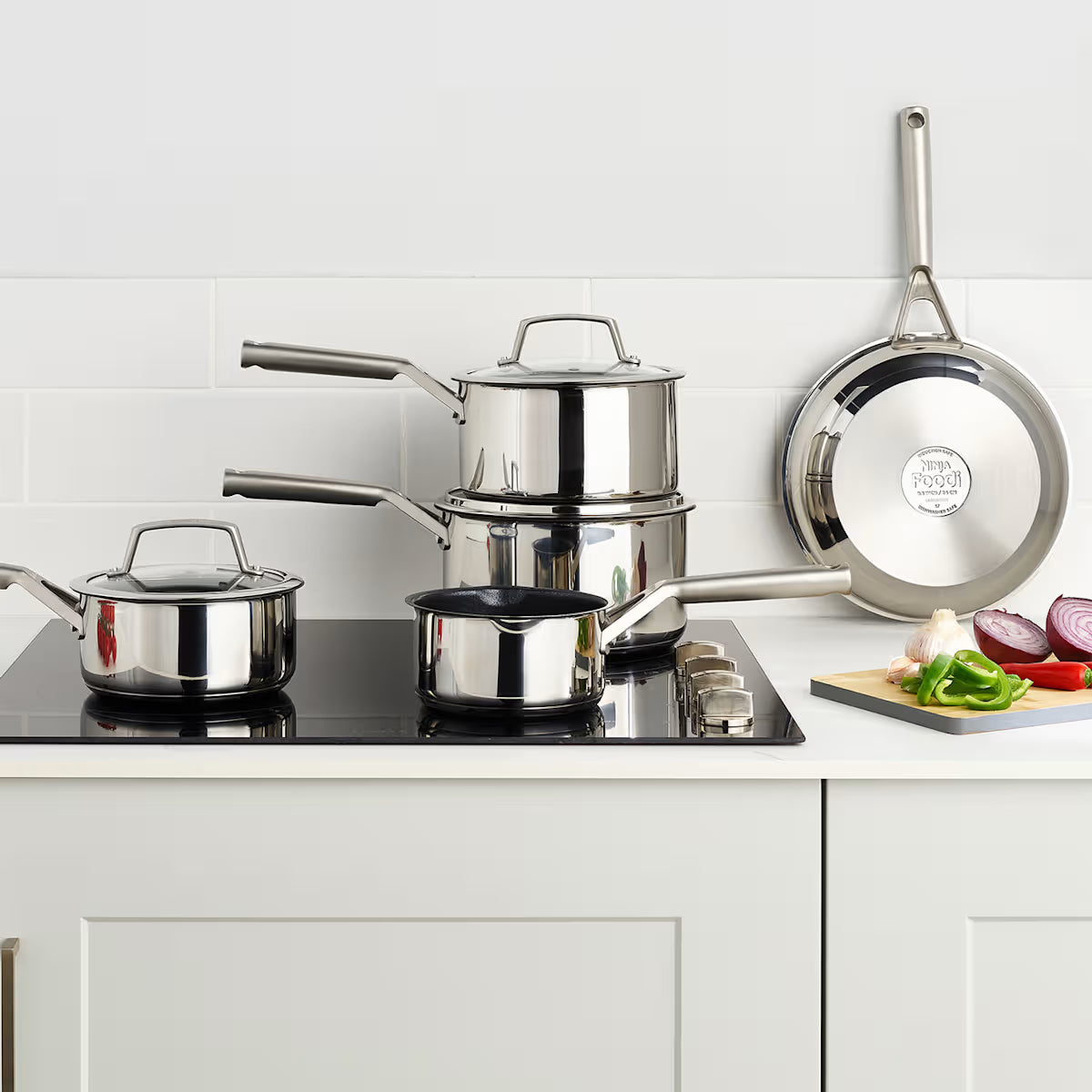 Ninja Foodi Stainless Steel Pan and Knife Block Set - C65KB6UK