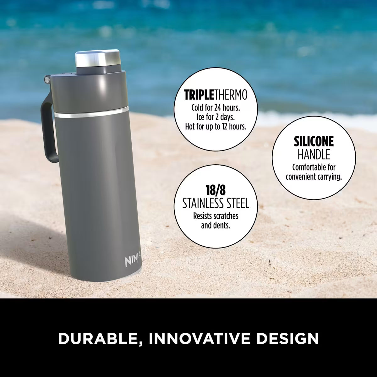 Ninja Thirsti 530 ml Travel Bottle ¨C Grey DW1801EUUKGY