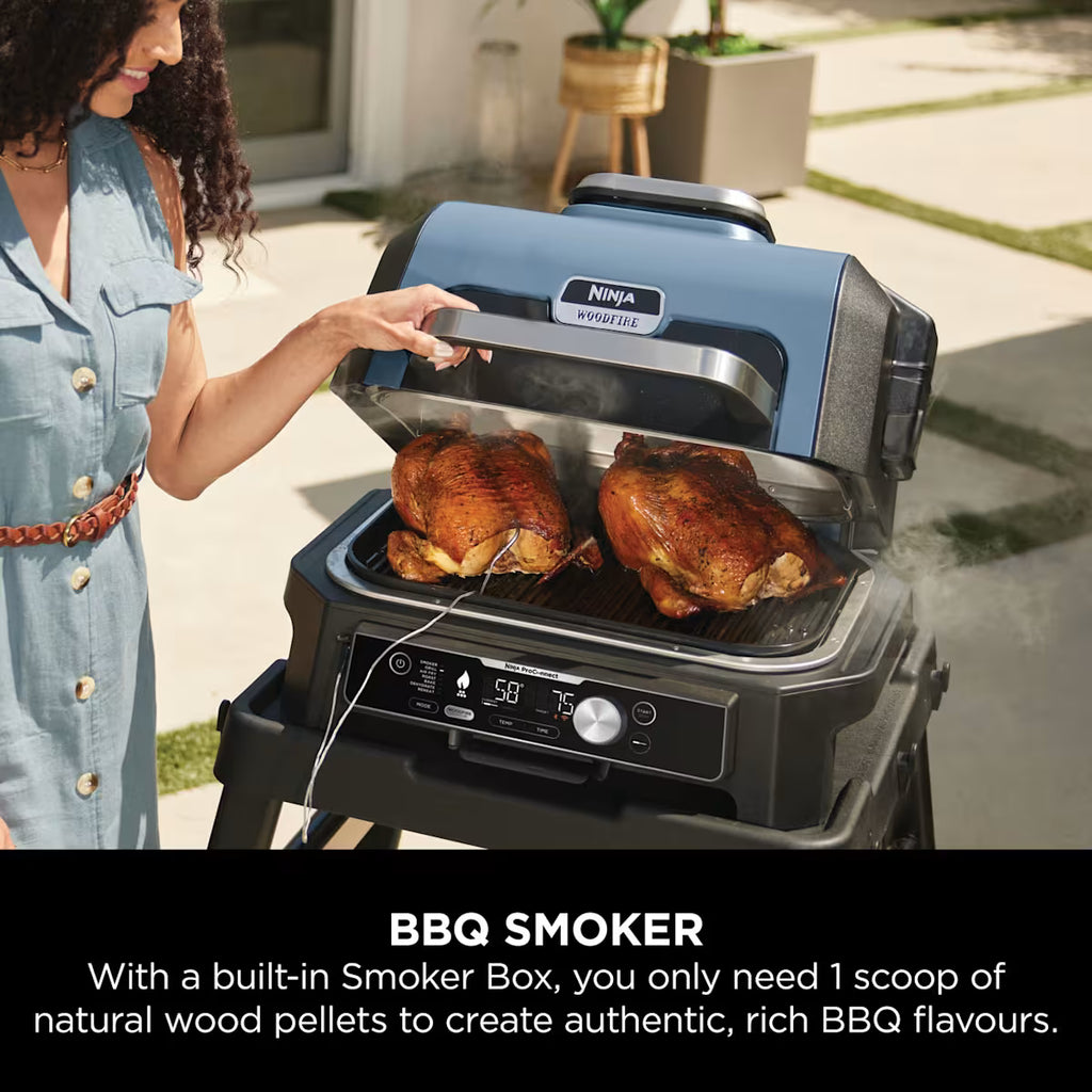 Ninja Woodfire Pro Connect XL Electric BBQ Grill & Smoker with Stand & Cover